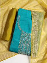 Neck Embroidered Chanderi Unstitched Suit With Dupatta